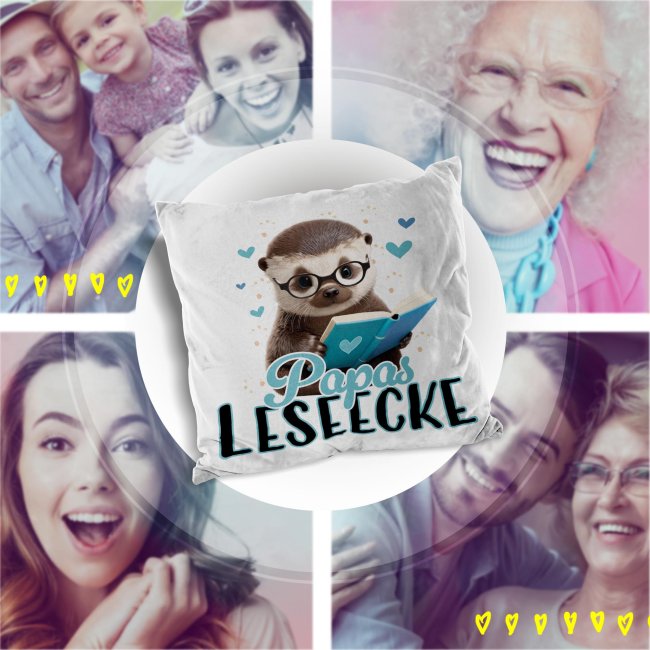 Kissen - Papas Leseecke - Otter - in 2 Farben