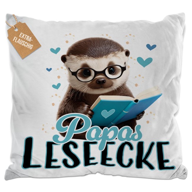 Kissen - Papas Leseecke - Otter - in 2 Farben