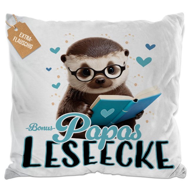 Kissen - Bonuspapas Leseecke - Otter - in 2 Farben