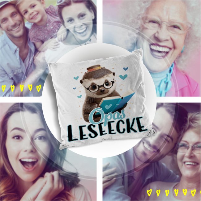 Kissen - Opas Leseecke - Otter - in 2 Farben