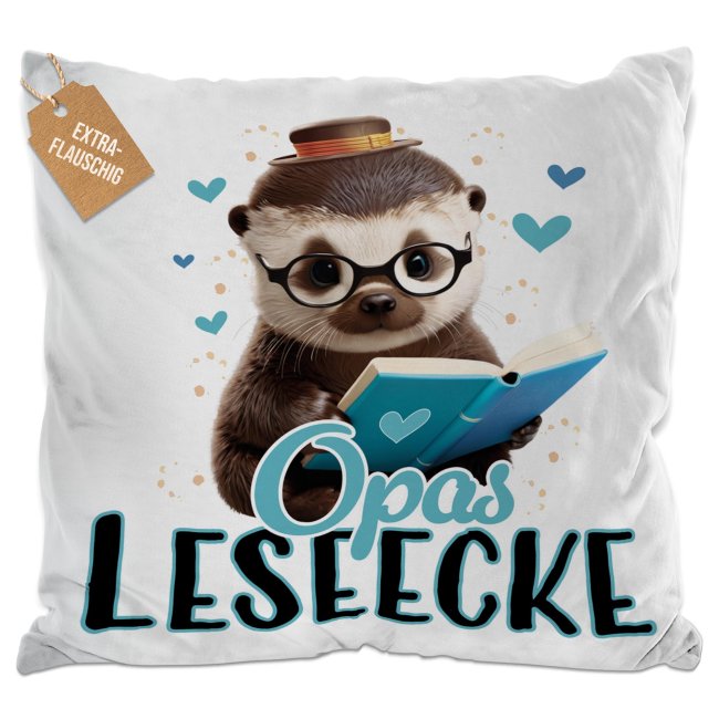 Kissen - Opas Leseecke - Otter - in 2 Farben