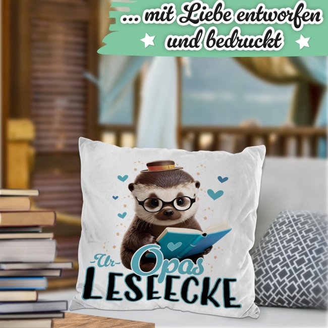 Kissen - Uropas Leseecke - Otter - in 2 Farben