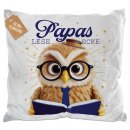 Kissen - Papas Leseecke - Eule - Wei&szlig; Flauschig
