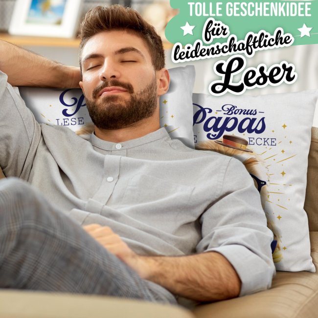 Kissen - Bonuspapas Leseecke - Eule - Wei&szlig; Flauschig