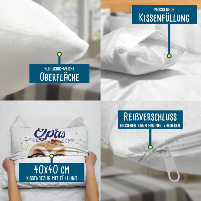 Kissen - Uropas Leseecke - Eule - Wei&szlig; Flauschig