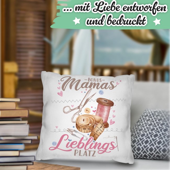 Kissen - Bonusmamas Lieblingsplatz - N&auml;hen - in 7 Farben