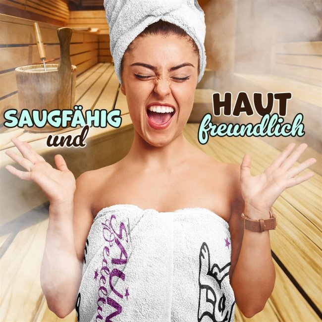 Handtuch mit Spruch - Sauna Wedeltuch - 140 x 70 cm