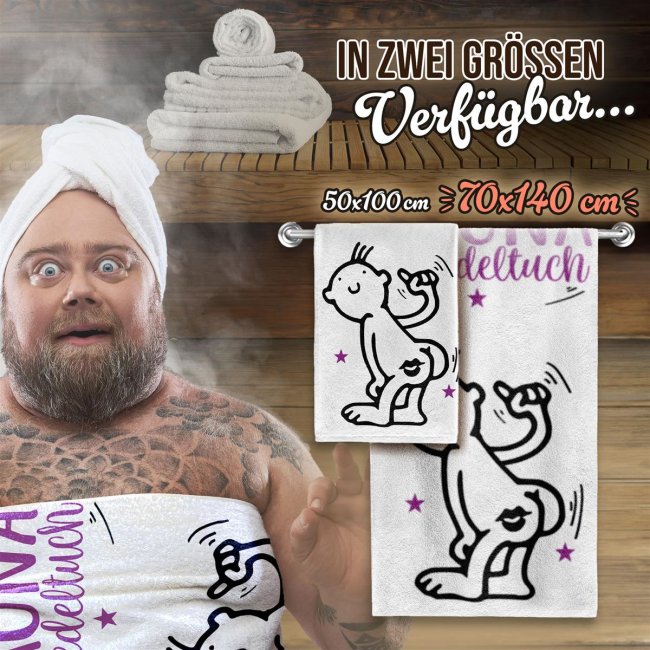 Handtuch mit Spruch - Sauna Wedeltuch - 140 x 70 cm