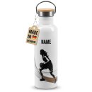 Trinkflasche mit Bambusdeckel - Basketball Silhouette...