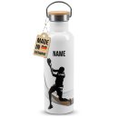 Trinkflasche mit Bambusdeckel - Basketball Silhouette...