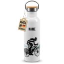 Trinkflasche mit Bambusdeckel - Fahrrad Silhouette Frau -...