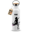 Trinkflasche mit Bambusdeckel - Fussball Silhouette Frau...