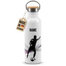 Trinkflasche mit Bambusdeckel - Fussball Silhouette Mann...