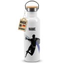 Trinkflasche mit Bambusdeckel - Handball Silhouette Mann...