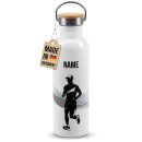 Trinkflasche mit Bambusdeckel - Joggen Silhouette Mann -...