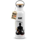 Trinkflasche mit Bambusdeckel - Yoga Silhouette Mann -...