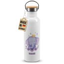 Trinkflasche mit Bambusdeckel - Elefant - mit Name -...