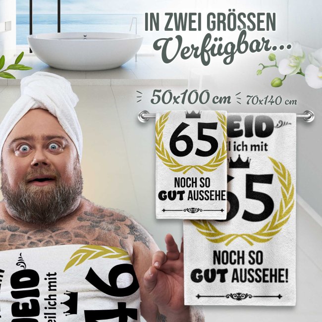 Handtuch mit Spruch - Bitte kein Neid - mit Wunschzahl - in zwei Gr&ouml;&szlig;en