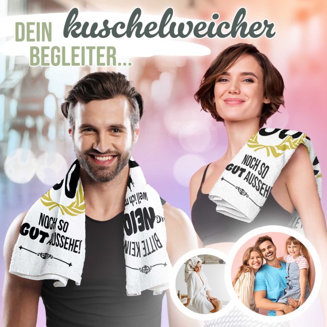 Handtuch mit Spruch - Bitte kein Neid - 80 Jahre - in zwei Gr&ouml;&szlig;en