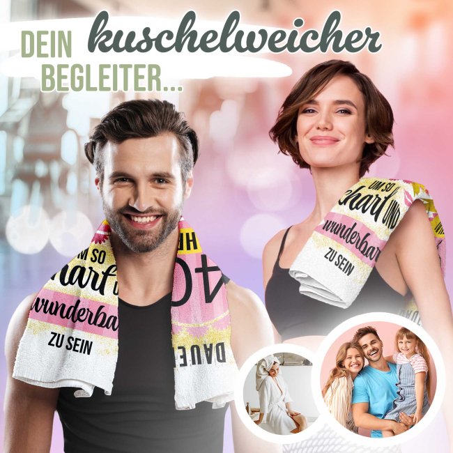 Handtuch mit Spruch - Es dauerte 40 Jahre - in zwei Gr&ouml;&szlig;en