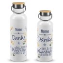 Trinkflasche mit Bambusdeckel - Danke, dass du uns...