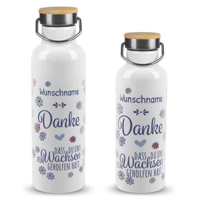 Trinkflasche mit Bambusdeckel - Danke, dass du mir geholfen hast - Erzieherin - mit Name