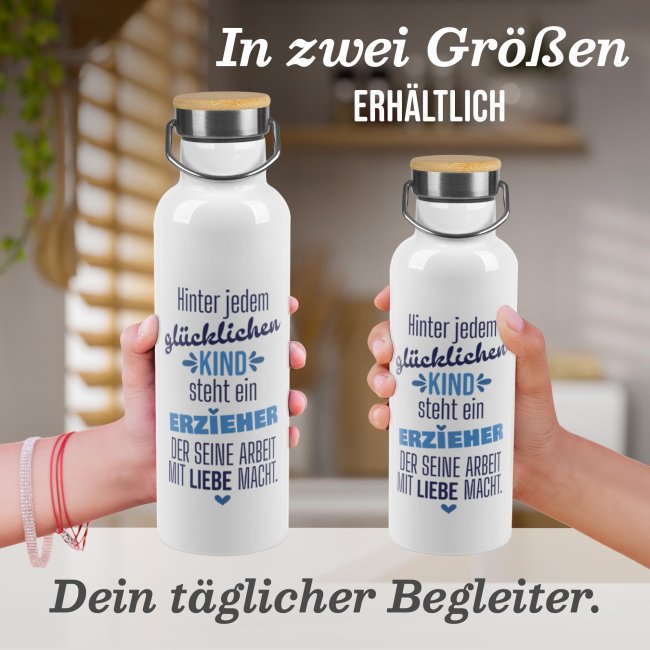 Trinkflasche mit Bambusdeckel - Hinter jedem Kind steht ein Erzieher