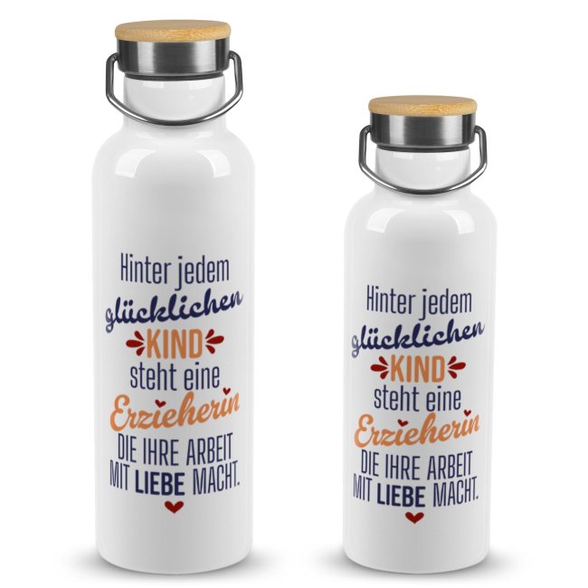 Trinkflasche mit Bambusdeckel - Hinter jedem Kind steht eine Erzieherin -