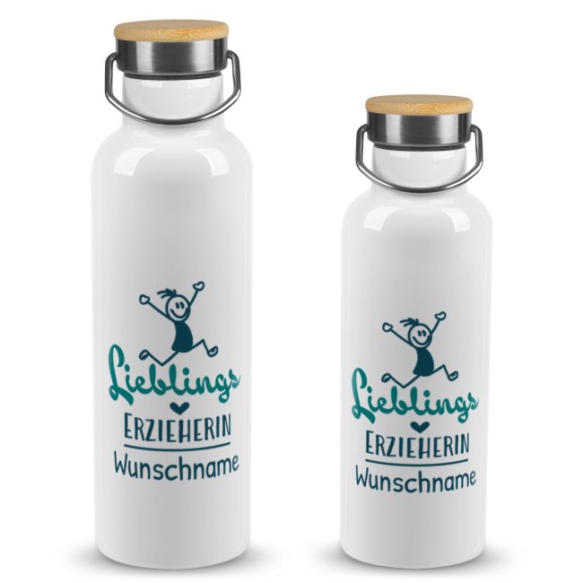 Trinkflasche mit Bambusdeckel - Lieblingserzieherin - mit Name