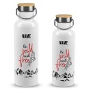 Trinkflasche mit Bambusdeckel - Be wild and free Frau -...