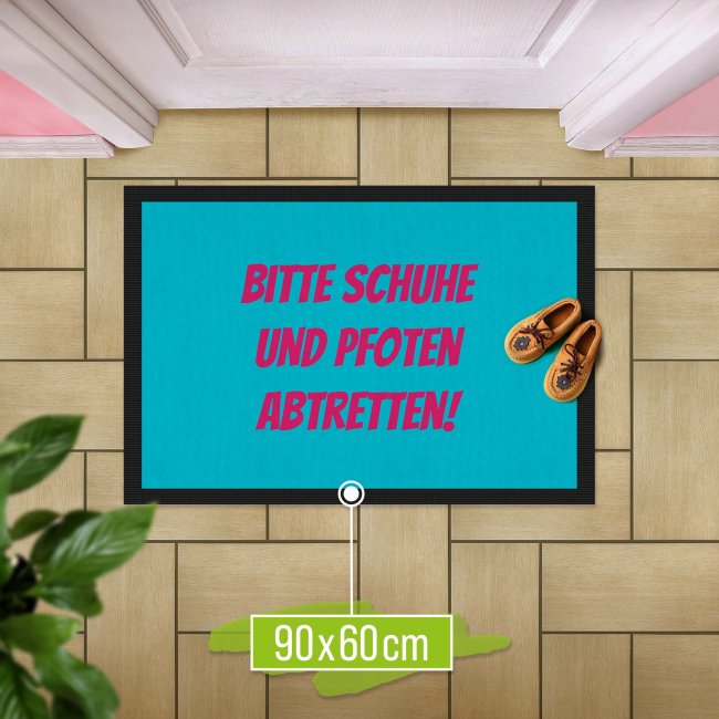 Personalisierte Fu&szlig;matte - mit 5 Zeilen Wunschtext selbst gestalten - 90 x 60 cm schwarz