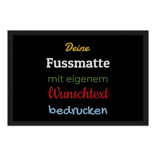 Personalisierte Fu&szlig;matte - mit 5 Zeilen Wunschtext selbst gestalten - 90 x 60 cm schwarz