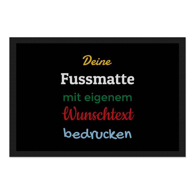 Personalisierte Fu&szlig;matte - mit 5 Zeilen Wunschtext selbst gestalten - 120 x 80 cm schwarz