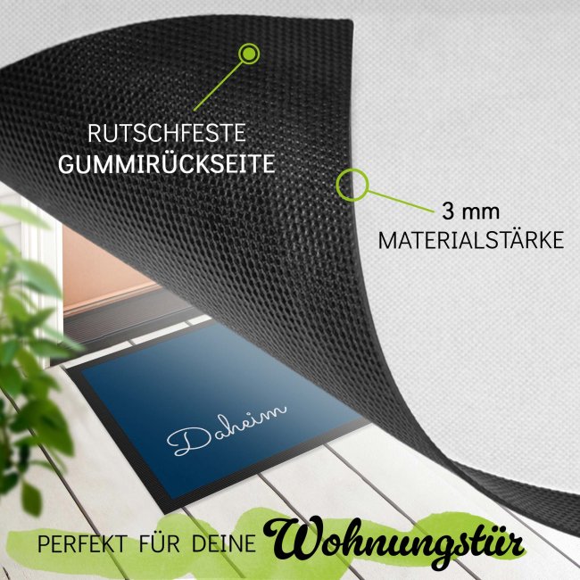 Personalisierte Fu&szlig;matte - mit 5 Zeilen Wunschtext selbst gestalten - 120 x 80 cm schwarz