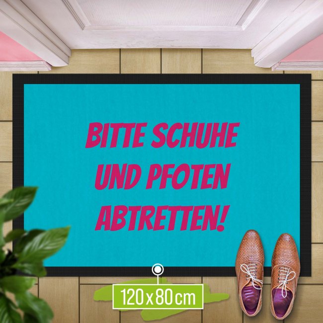 Personalisierte Fu&szlig;matte - mit 5 Zeilen Wunschtext selbst gestalten - 120 x 80 cm schwarz