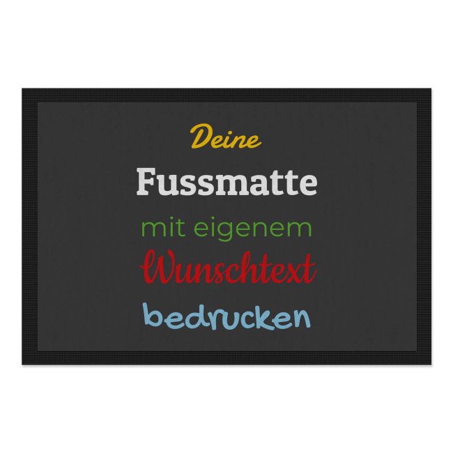 Personalisierte Fu&szlig;matte - mit 5 Zeilen Wunschtext selbst gestalten - 60 x 40 cm anthrazit