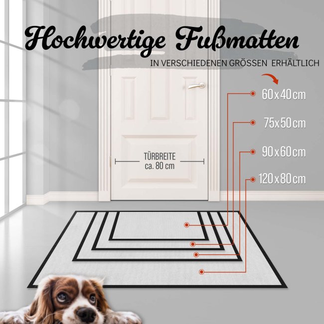 Personalisierte Fu&szlig;matte - mit 5 Zeilen Wunschtext selbst gestalten - 60 x 40 cm anthrazit