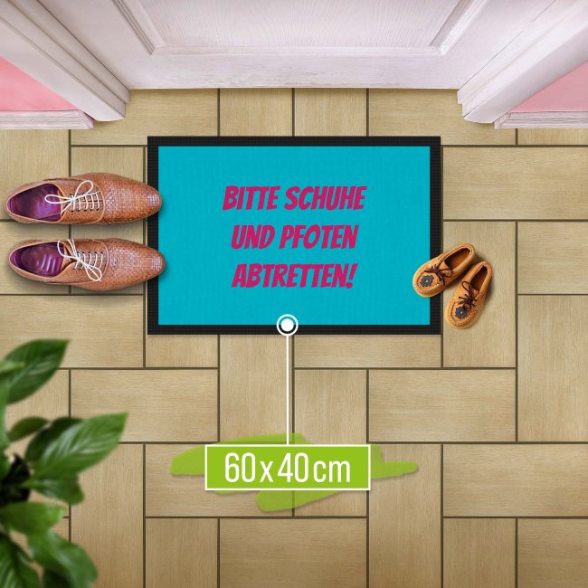 Personalisierte Fu&szlig;matte - mit 5 Zeilen Wunschtext selbst gestalten - 60 x 40 cm bordeaux-rot