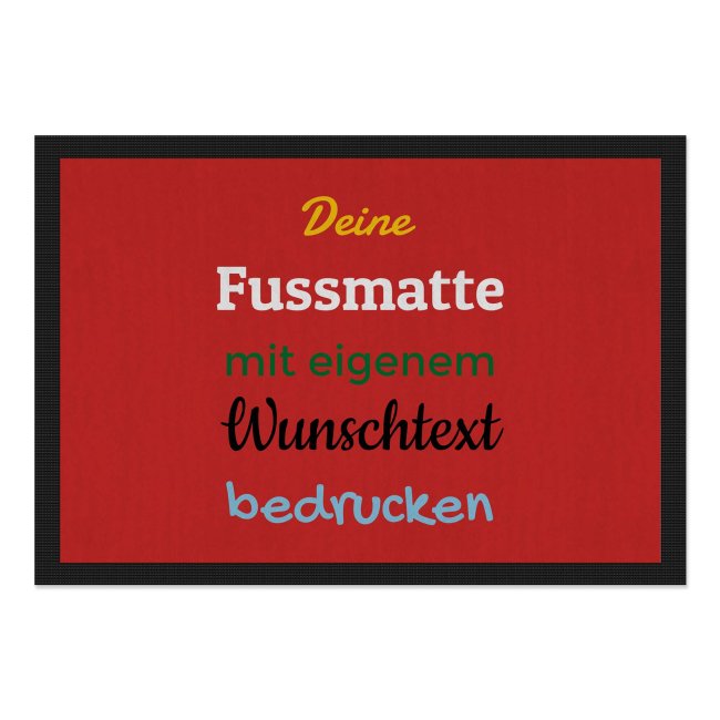 Personalisierte Fu&szlig;matte - mit 5 Zeilen Wunschtext selbst gestalten - 75 x 50 cm rot