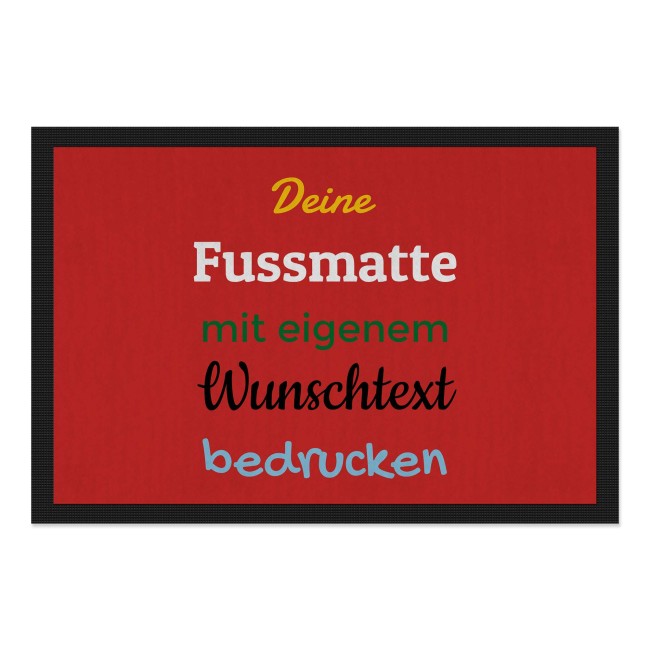 Personalisierte Fu&szlig;matte - mit 5 Zeilen Wunschtext selbst gestalten - 90 x 60 cm rot