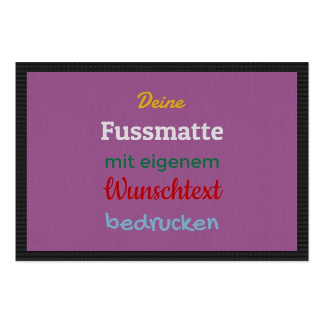 Personalisierte Fu&szlig;matte - mit 5 Zeilen Wunschtext selbst gestalten - 120 x 80 cm lila