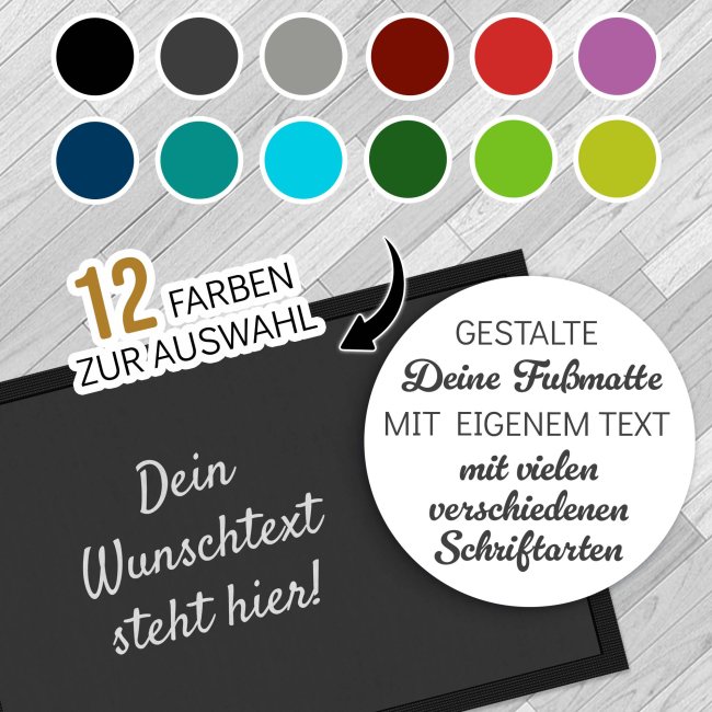 Personalisierte Fu&szlig;matte - mit 5 Zeilen Wunschtext selbst gestalten - 75 x 50 cm dunkelblau