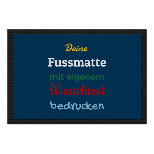 Personalisierte Fu&szlig;matte - mit 5 Zeilen Wunschtext selbst gestalten - 120 x 80 cm dunkelblau