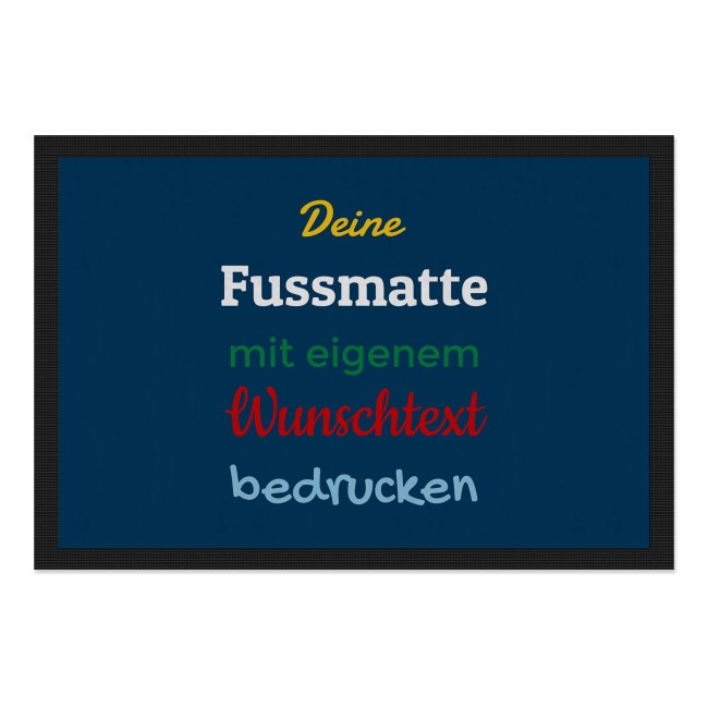 Personalisierte Fu&szlig;matte - mit 5 Zeilen Wunschtext selbst gestalten - 120 x 80 cm dunkelblau