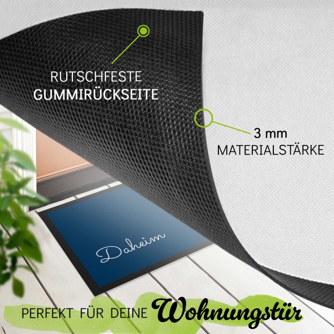 Personalisierte Fu&szlig;matte - mit 5 Zeilen Wunschtext selbst gestalten - 75 x 50 cm t&uuml;rkis