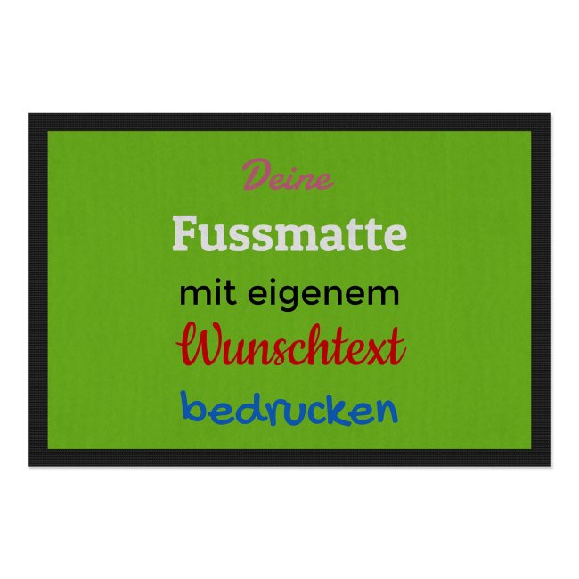 Personalisierte Fu&szlig;matte - mit 5 Zeilen Wunschtext selbst gestalten - 90 x 60 cm hellgr&uuml;n