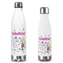 Wei&szlig;e Edelstahl-Trinkflasche - Schulkind...