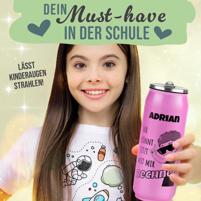 Cola-Dose - Rechnen Junge - mit Name - Pink 420 ml