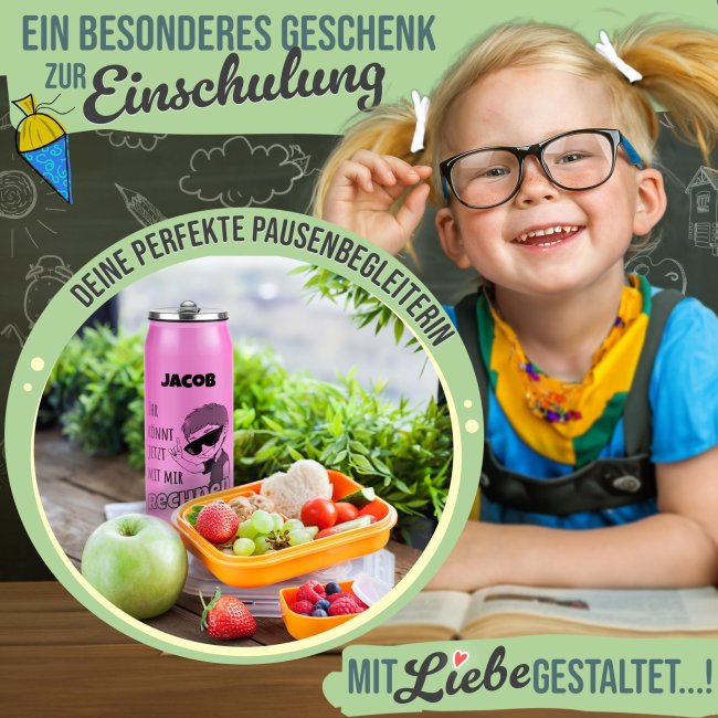 Cola-Dose - Rechnen Junge - mit Name - Pink 420 ml