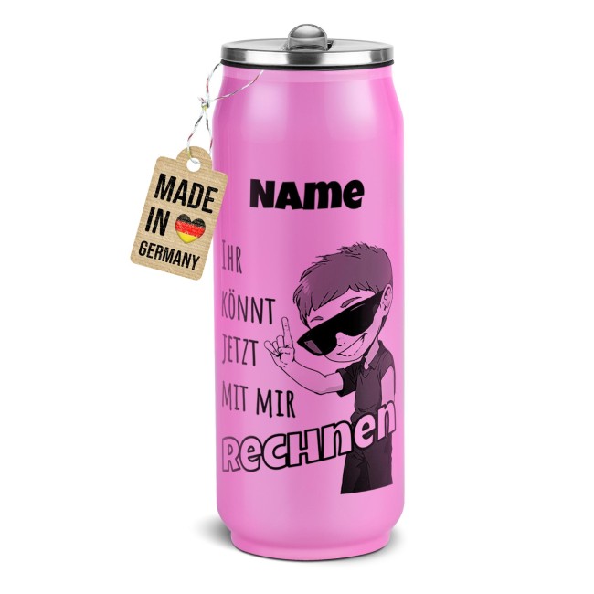 Cola-Dose - Rechnen Junge - mit Name - Pink 420 ml